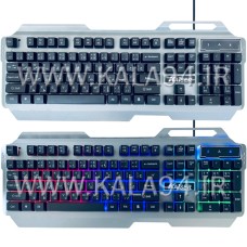 کیبورد سیمی KAISER K-L740 FULL SIZE ضد آب / گیمینگ / 7 رنگ LED / تمام فلزی و فوق العاده مقاوم / کلید پایه بلند با دقت و مقاومت بسیار بالا در ضرب مداوم / کابل 1.5 متری هاشوردار بسیار ضخیم  و فوق العاده مقاوم / درگاه USB متفاوت / تک پک جعبه ای